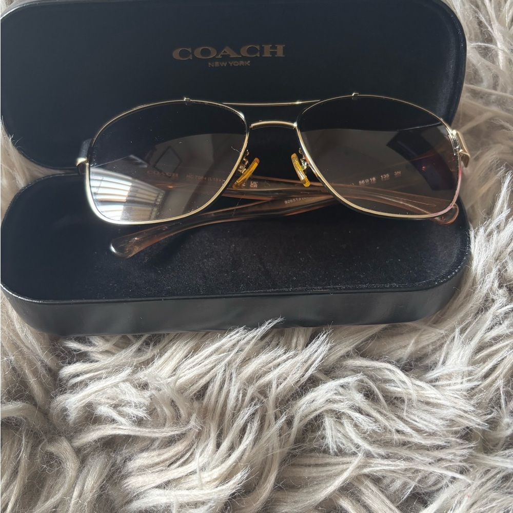 Coach Gold Frame Sunglasses with Brown Lenses